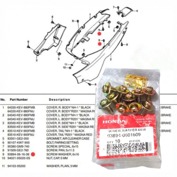 ỐC BẮT ỐP HÔNG WAVE 100 / WAVE 110 ( ỐC VÀNG TỒN KHO 1 BỊT 10 CON ) 