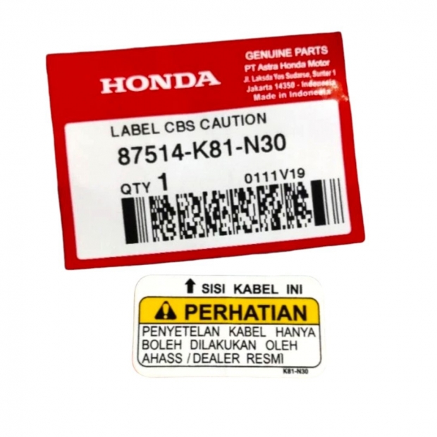 TEM CẢNH BÁO CBS VARIO 2021 / VARIO 2017 / CLICK 2021 / VARIO 125 ĐỜI 2023 / SCOOPY / BEAT / GENNIO ( DÁN DƯỚI HỘP DẦU TAY THẮNG )