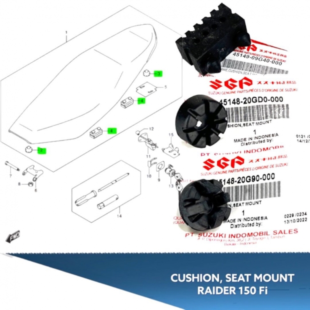 CAO SU ĐỆM YÊN TRÒN / ĐỆM YÊN VUÔNG SATRIA 150 / RAIDER FU 150 / RAIDER FI 150 / AXELO 125