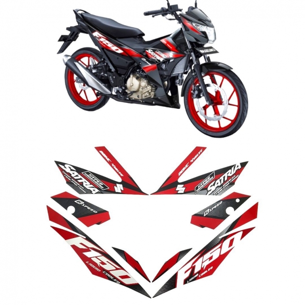 TEM SATRIA FI 150 MÀU ĐỎ BẠC ( ĐỜI 2018 )