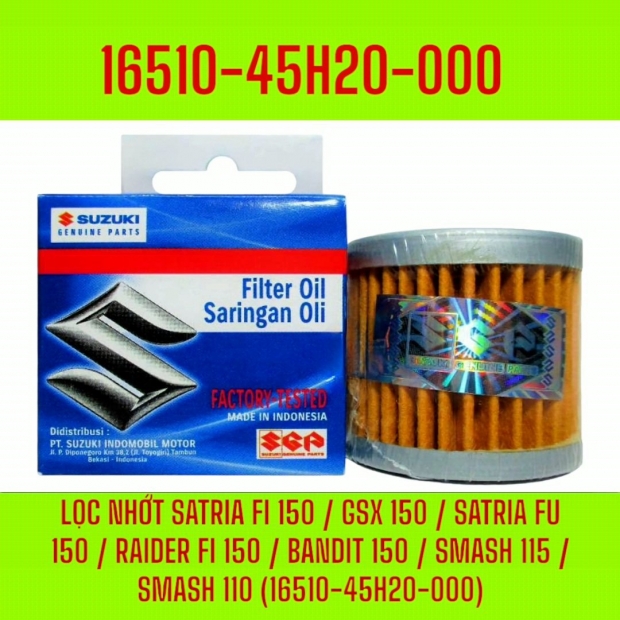 LỌC NHỚT SATRIA FI 150 / GSX 150 / SATRIA FU 150 / RAIDER FI 150 / BANDIT 150 / SMASH 115 / SMASH 110 (16510-45H20-000)