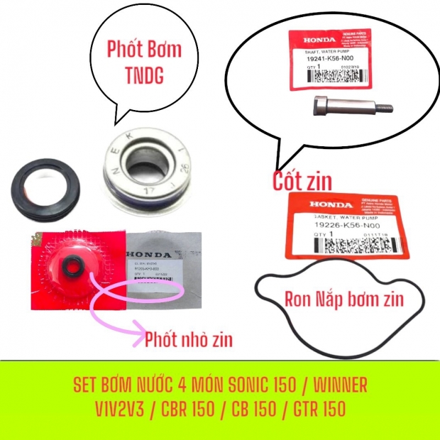 SET PHỐT BƠM NƯỚC 4 MÓN SONIC 150 / WINNER V1V2V3 / CBR 150 / CB 150 / GTR 150
