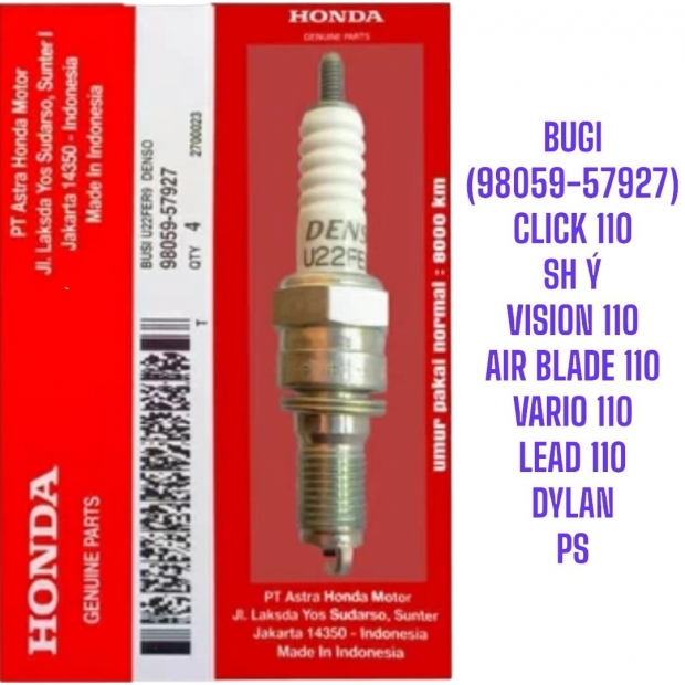 BUGI SPARK PLUG U22FER9 CLICK 110 / VARIO 110 / SH / DYLAN / VISION / PS / AIR BLADE 110 (98059-57927)