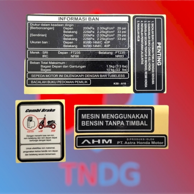 TEM THÔNG SỐ IN ĐẸP NHƯ ZIN VARIO 2017 / VARIO 2021 / CLICK 2021 ( 1 SET 5 TEM )