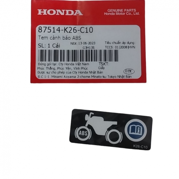 TEM CẢNH BÁO ABS VARIO 160 / VARIO 125 ĐỜI 2023/ CLICK 160 / AIR BLADE 160 / SH 150 / SH 160