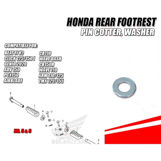 LÔNG ĐỀN GÁC CHÂN SAU VARIO / CLICK / SONIC/ CBR / WINNER V1 V2 V3 / SCOOPY / PCX / CBR / GENNIO / BEAT / AIR BLADE / VISION